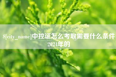 京山中控证怎么考取需要什么条件2024年的